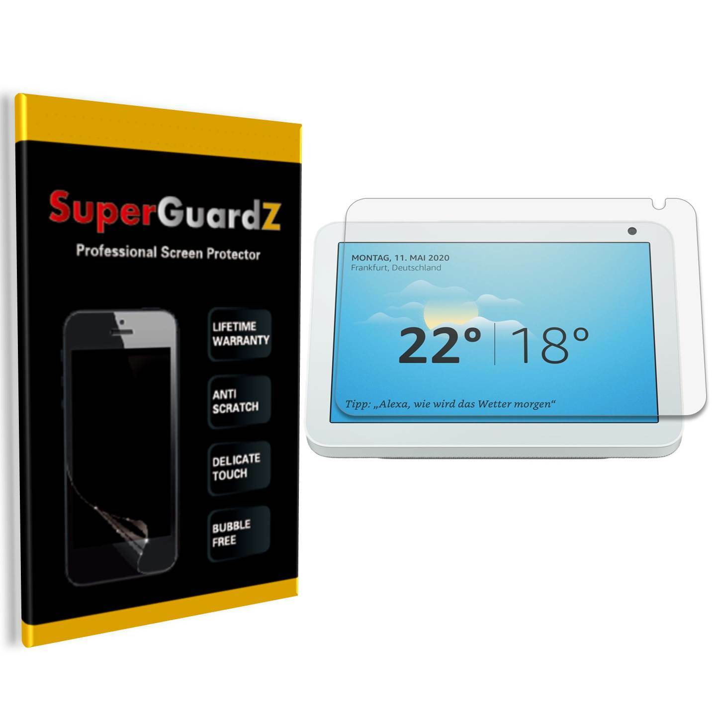 3X SuperGuardZ Clear Screen Protector Guard Shield Film For Amazon Echo Show 8