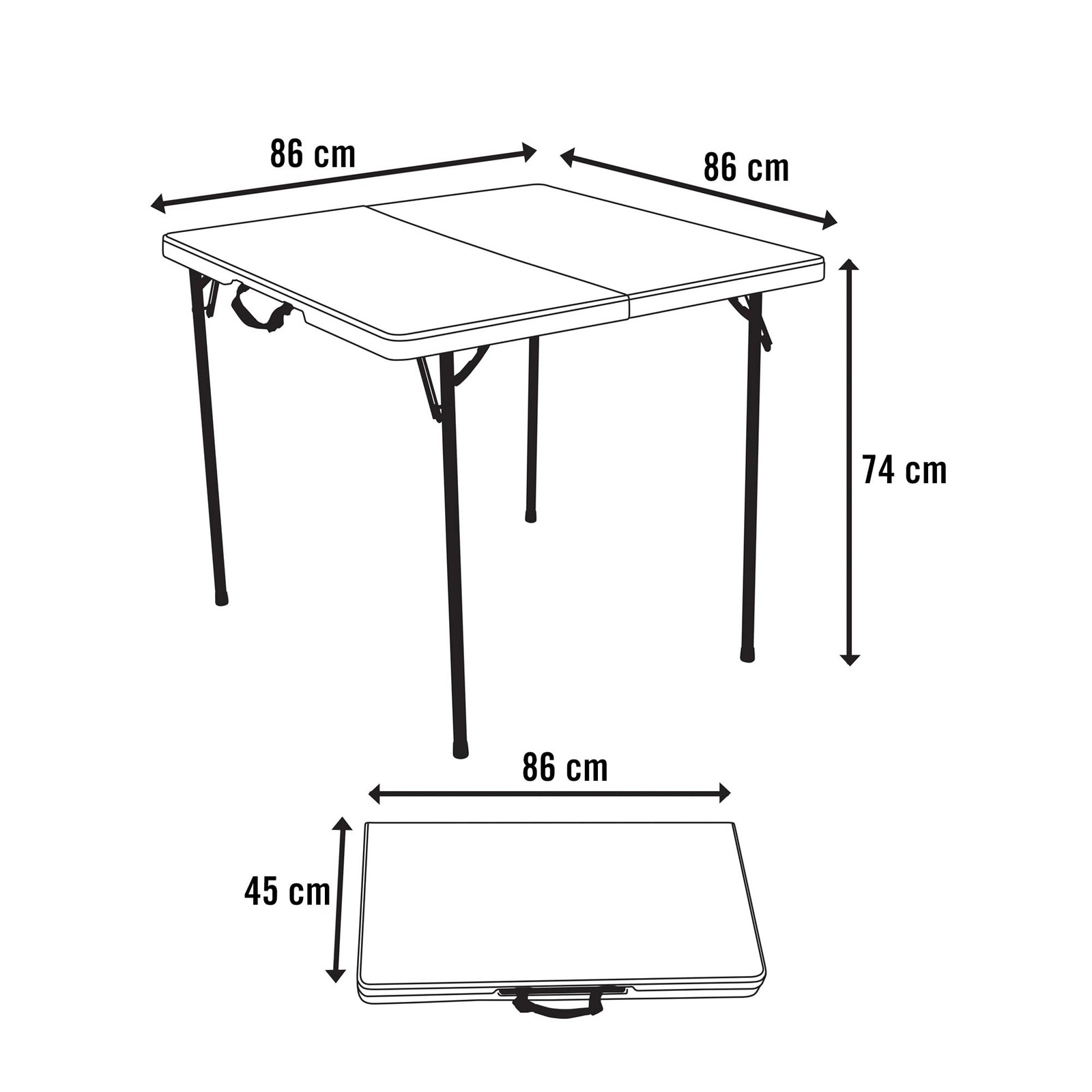 "34-Inch Fold in Half Square Table - Portable and Versatile Design"
