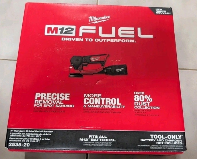 Milwaukee Tool 2535-20 M12 Fuel 3" Random Orbital Detail Sander