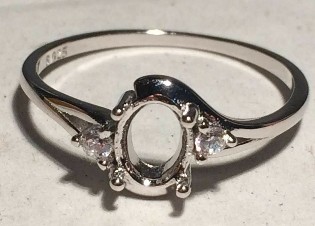 Solid Silver Ring Blanks - All Sizes - For Stones 7 x 5 mm Stamped S925