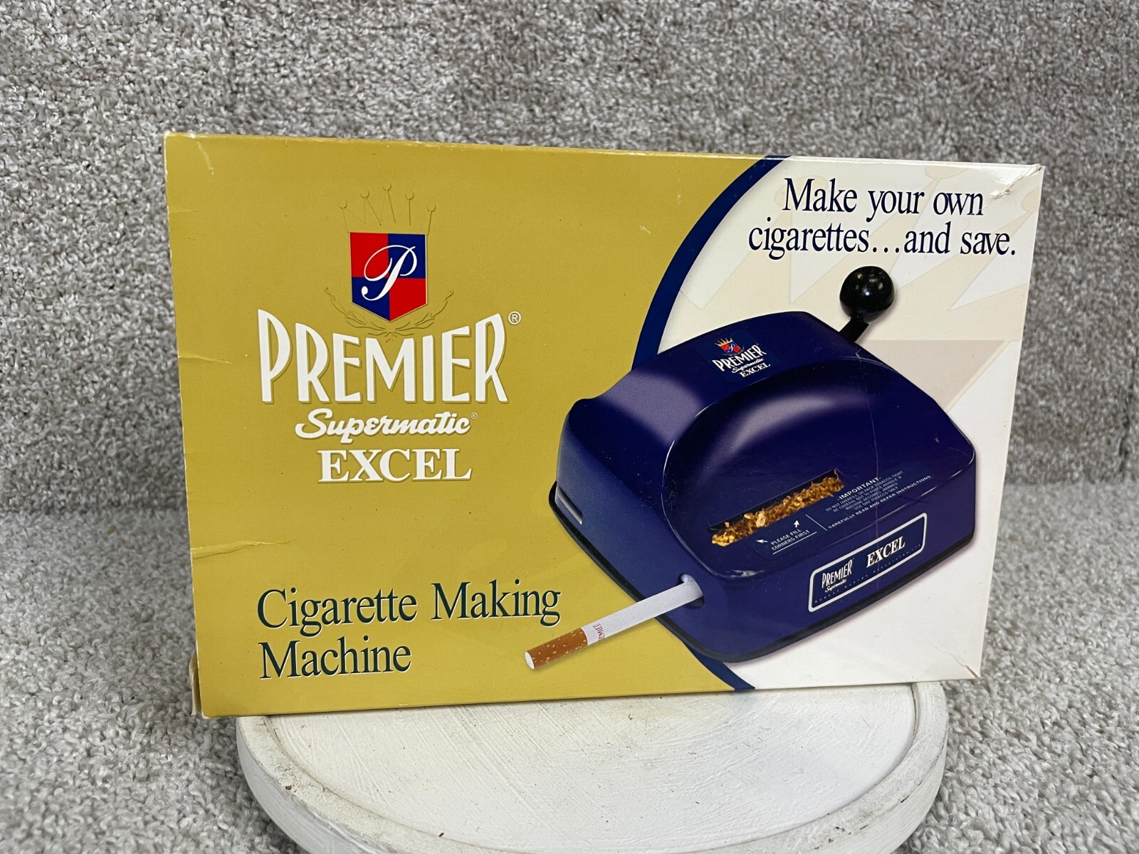 Premier Supermatic Excel Cigarette Making Machine w/ Manual 6"x2.5 Blue
