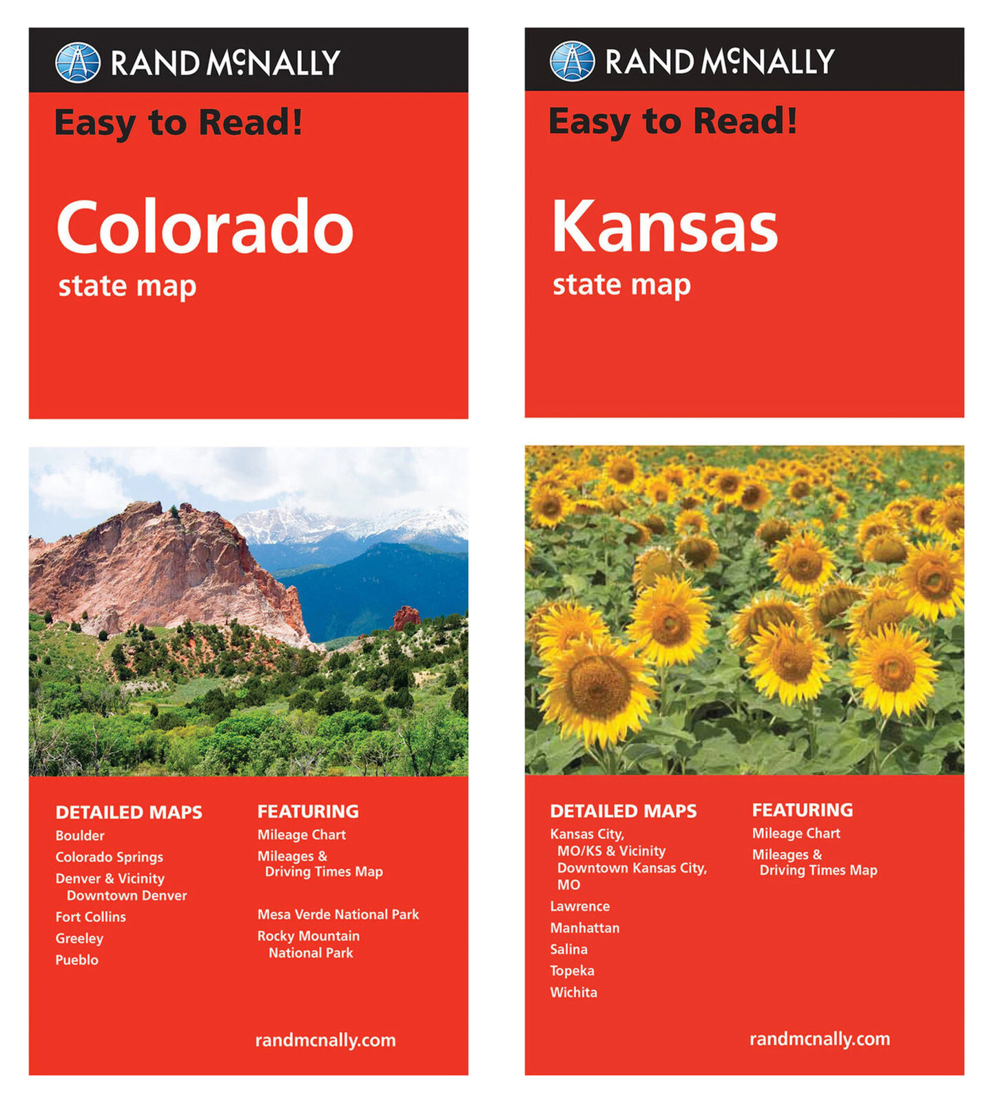 Rand McNally State Maps: Colorado and Kansas (2 Maps)