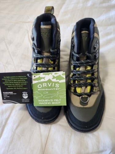 NWT Orvis Encounter Felt Wading Boots – Olive Green – Womens Size 6 Mens Size 7