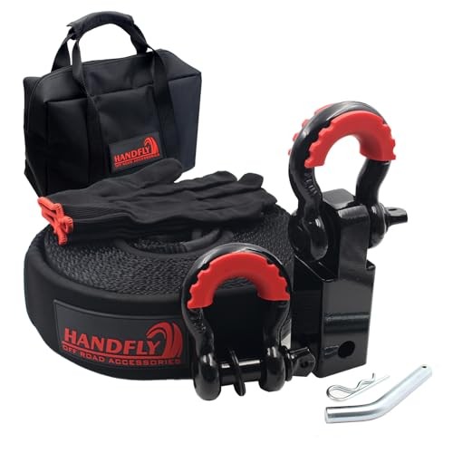 Offroad Recovery Kit, 3" x 30 ft Tow Recovery Strap, 1pcs Hitch Receiver, 2pcs