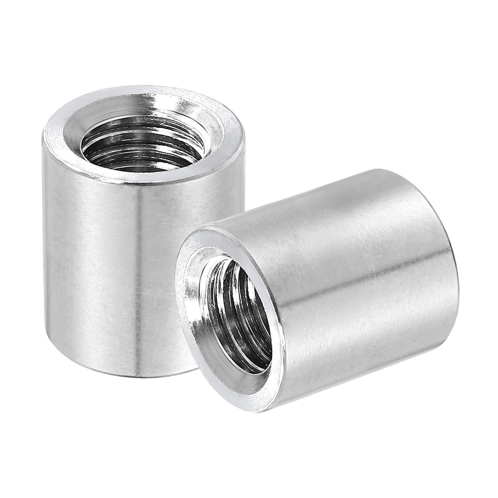 2Pcs 304 Stainless Steel M12x1.75mm Round Coupling Nuts, 0.79x0.79"(ODxH)