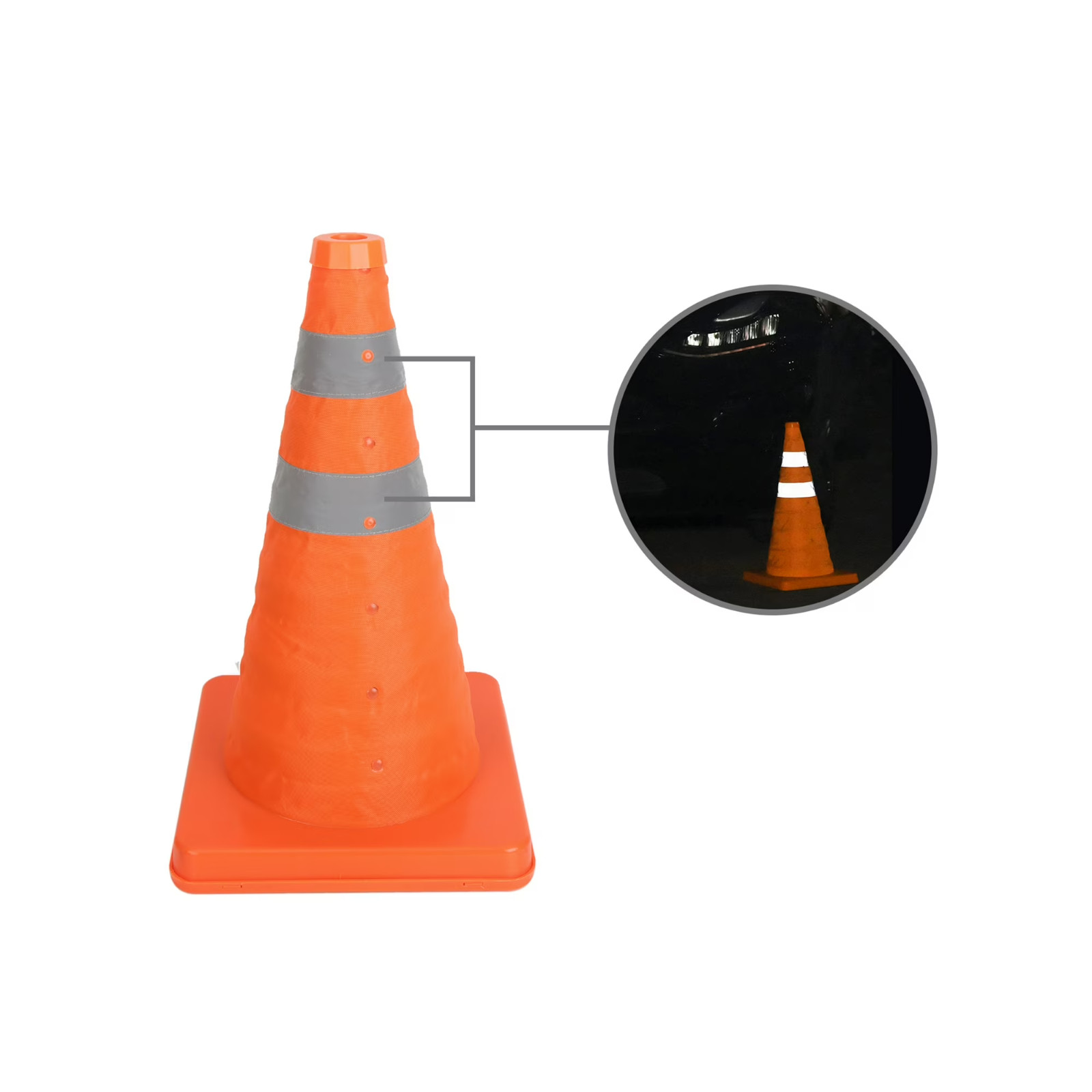 Collapsible Reflective Emergency Safety Cone, Traffic Cone, 3 Pack, Plastic