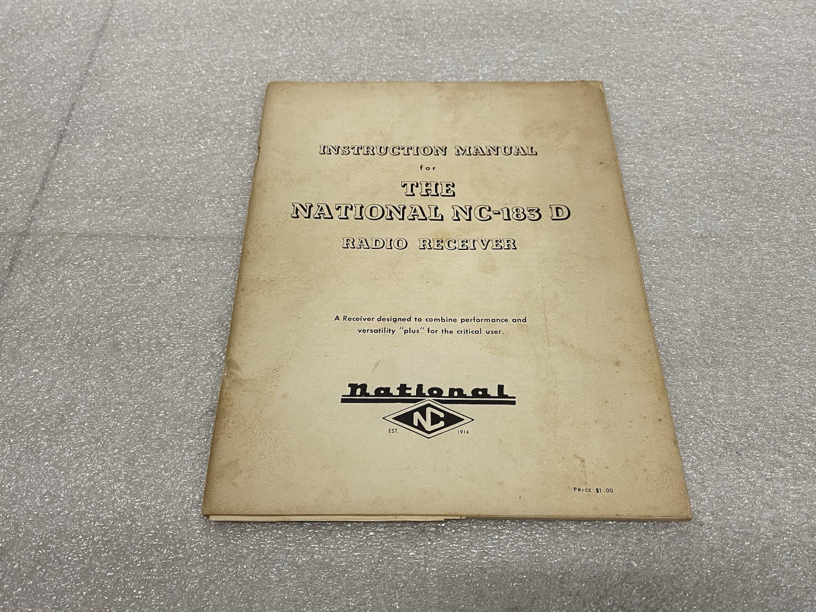 Vintage National NC-183 D Radio Receiver Original Instruction Manual
