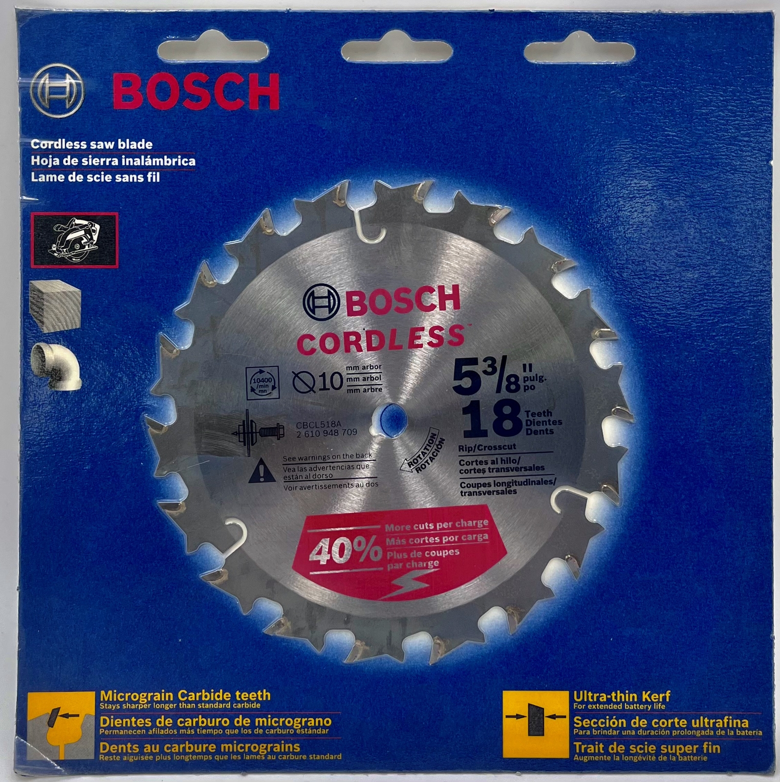Bosch CBCL518A 5-3/8-Inch 18 Tooth ATB General Purpose Saw Blade with 5/8" Arbor