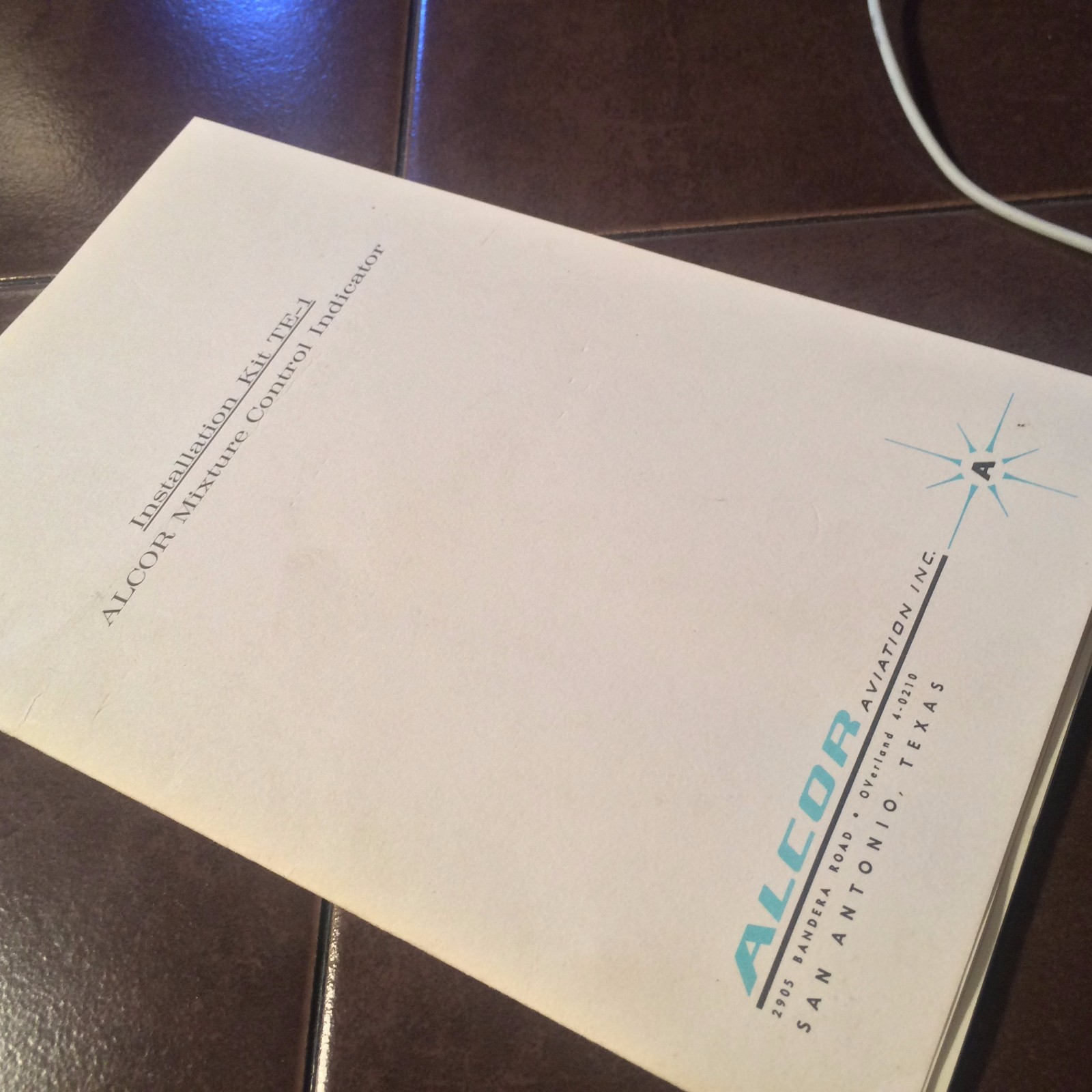 Alcor Mixture Control Indicator for Twins, TE-1 Installation Manual