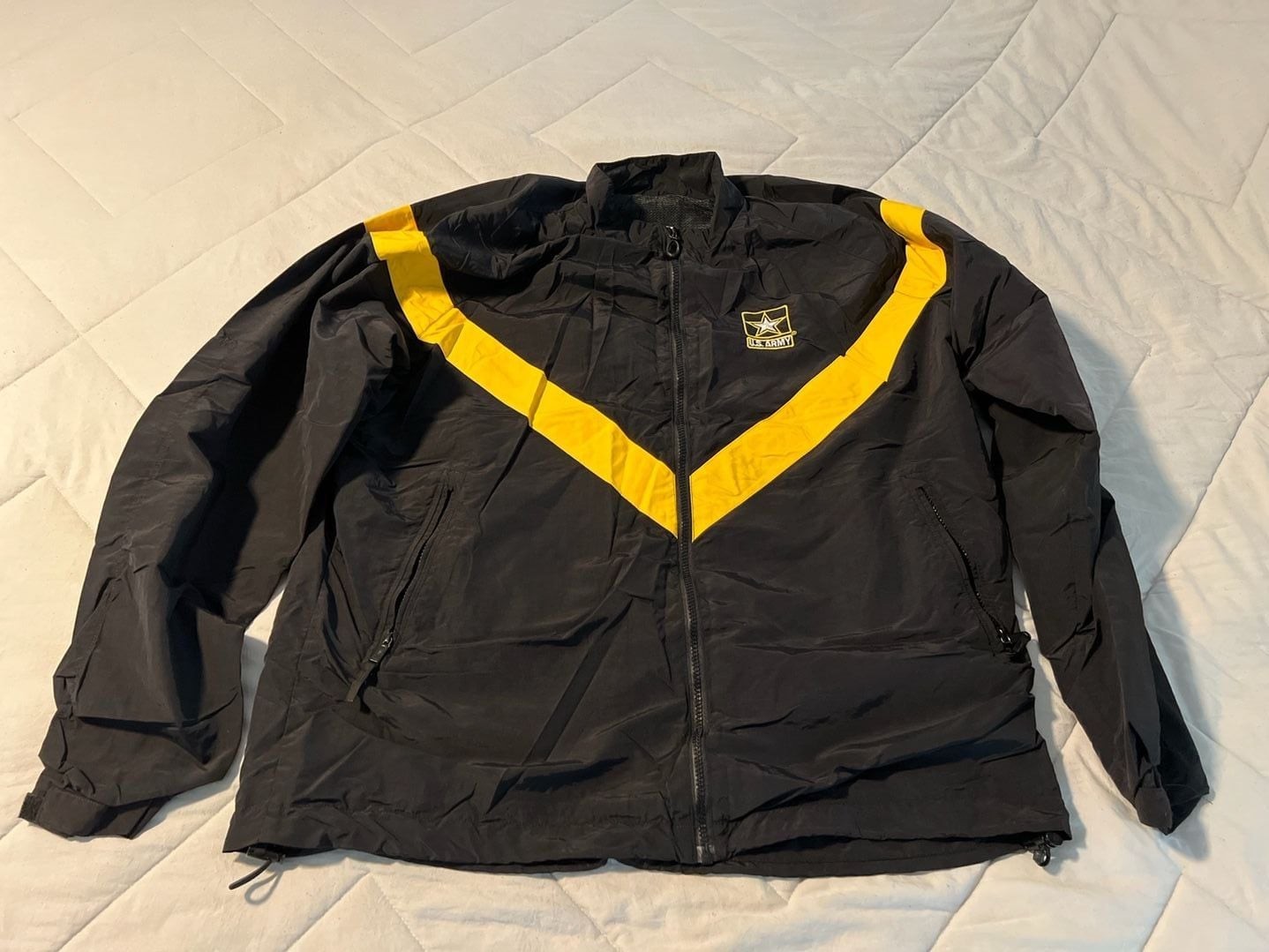 US Army APFU Physical Fitness Uniform Jacket Black & Yellow Size Large X-Long