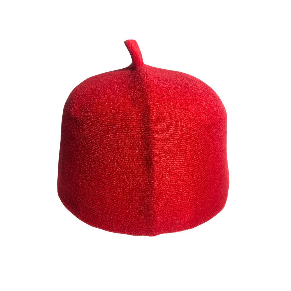 Red Igbo Men Traditional Cap, African Red Chieftaincy Hat 'Okpu Ozo'