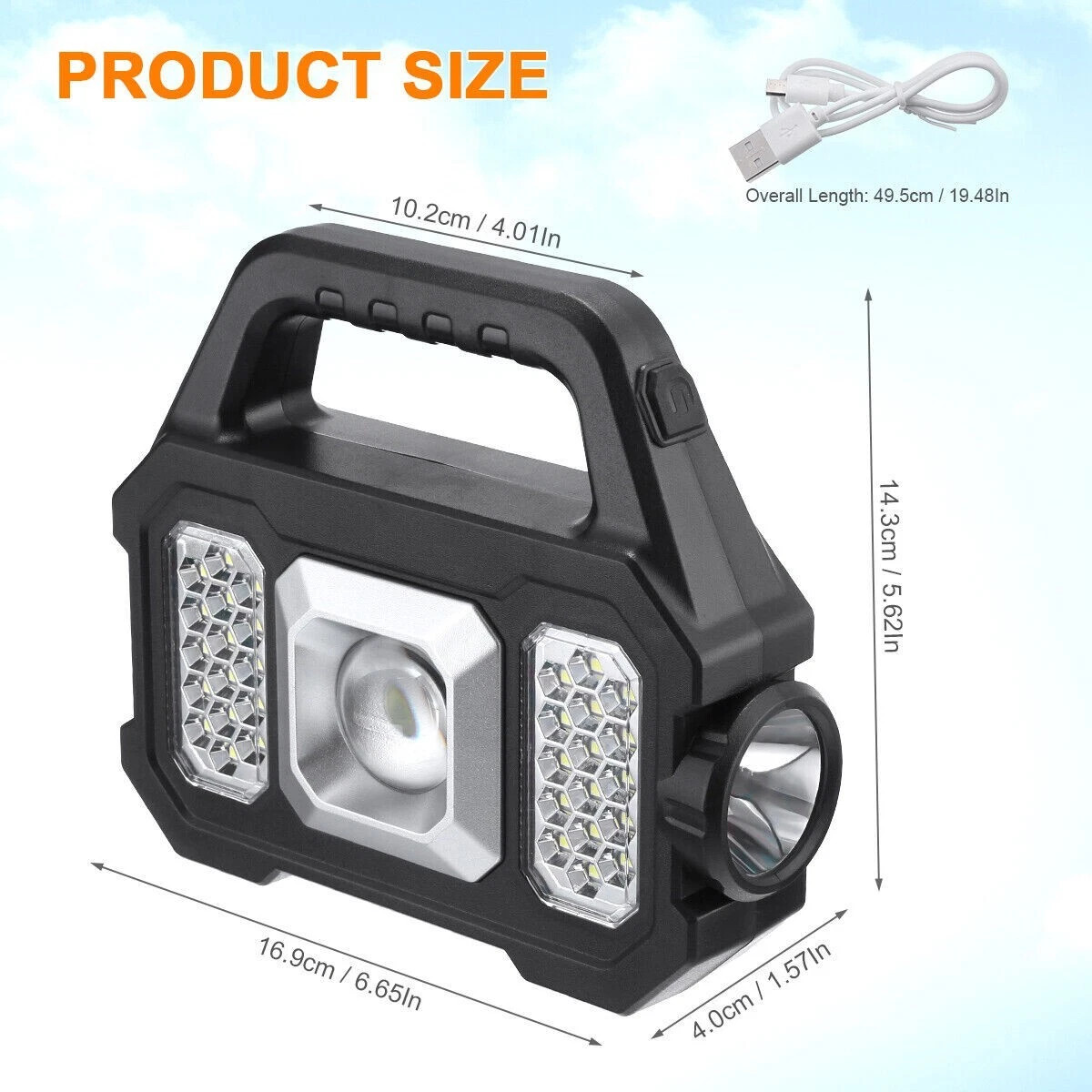 Solar Power LED Camping Lamp Flashlight Tent Light Lantern Rechargeable Battery
