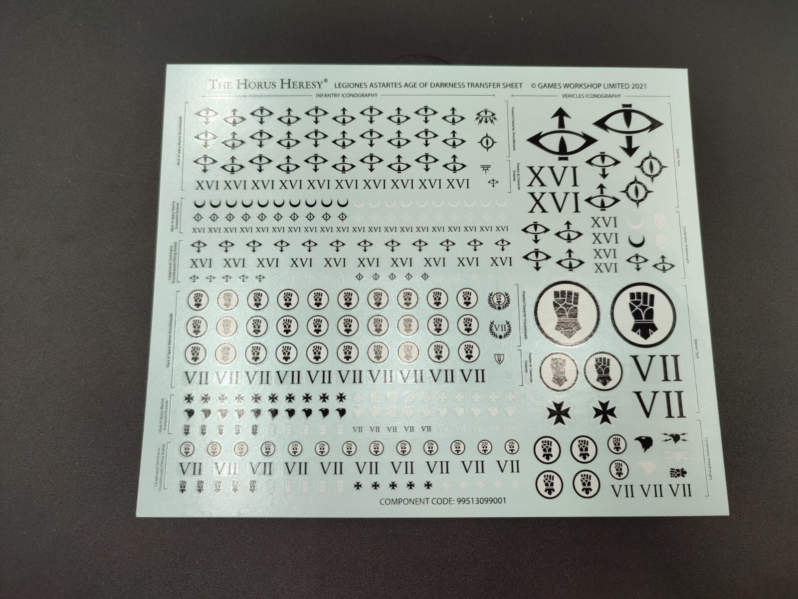 Horus Heresy Transfer Decals Legion Astartes Age Of Darkness Warhammer 30k 40k