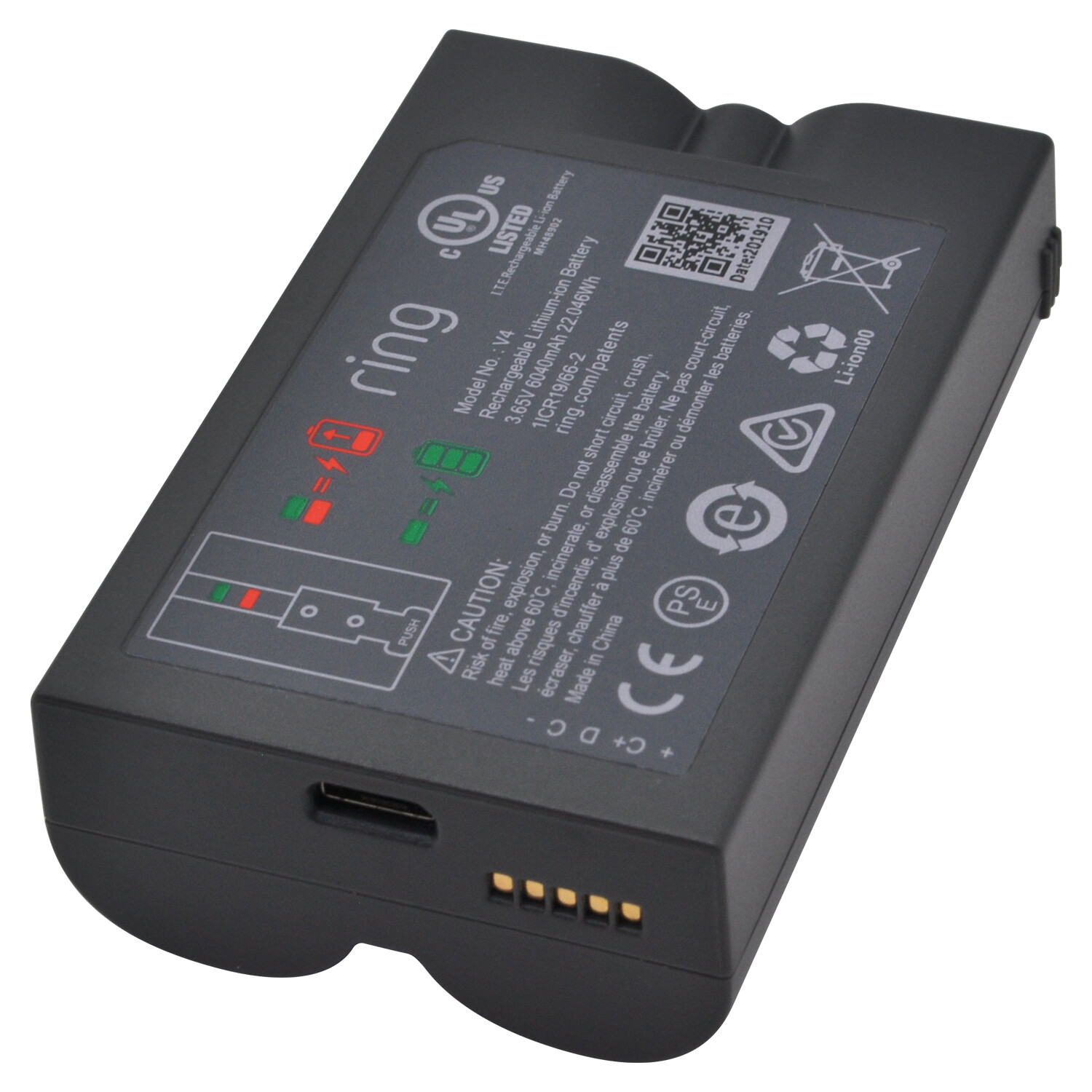 Rechargeable Ring Battery for Video Doorbell Camera 2/3/4 Spotlight Camera 3.65V