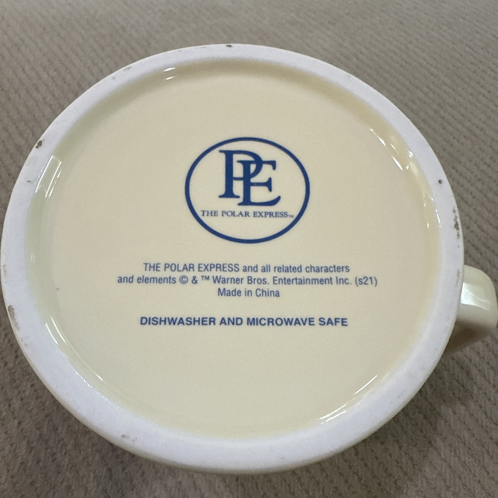 Warner Bros Polar Express Ceramic Coffee Mug Embossed Ticket Version Red Rim