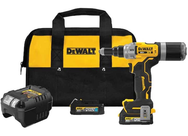 DeWalt DCF414GE2 20V Max XR Brushless Cordless 1/4" Rivet Tool Kit + 2 Batteries