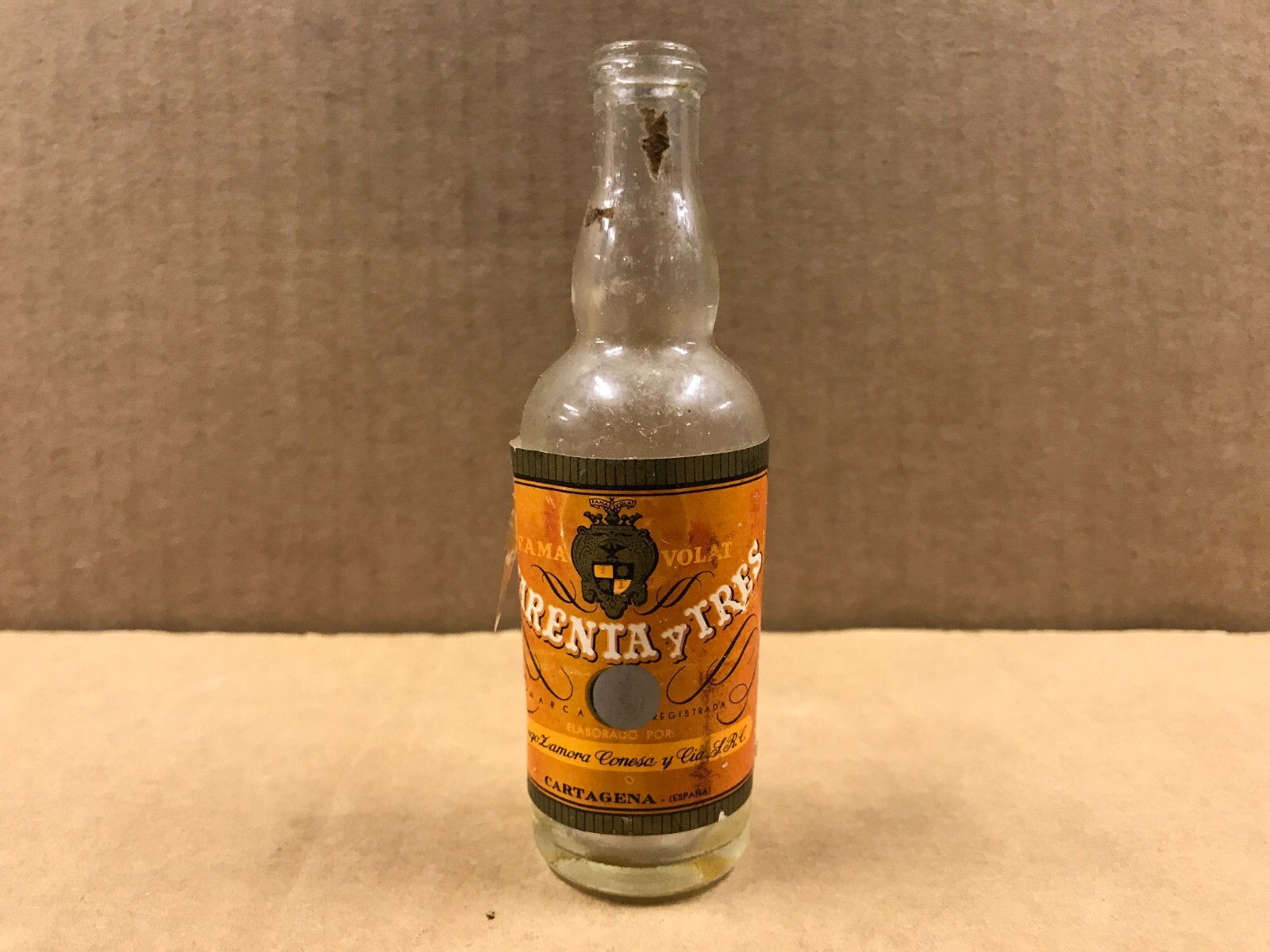 Vintage Cuarenta Y Tres Fama Volat Licqueur Empty Mini Bottle