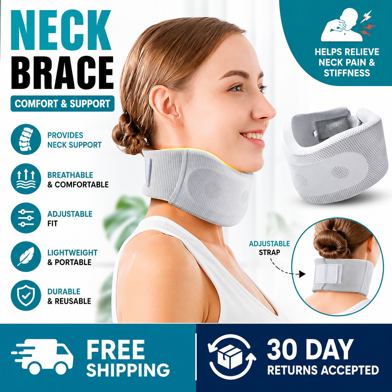 Adjustable Neck Brace Support Soft Foam Cervical Collar Neck Pain Relief Unisex