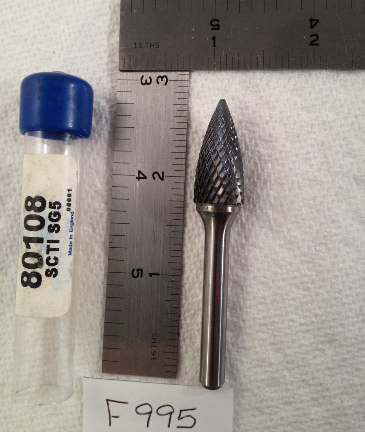 1 NEW GARRYSON 1/4" SHANK CARBIDE BURR SG-5 DOUBLE CUT. 80108. TREE POINT (F995)