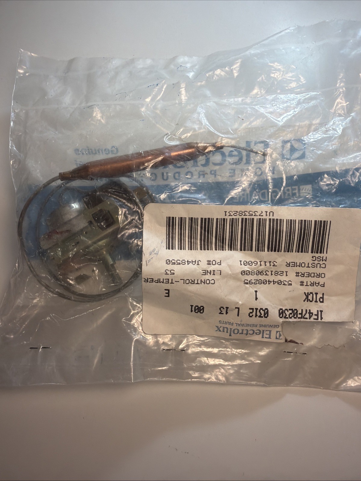 Electrolux 5304403295 Control Temperature Thermostat