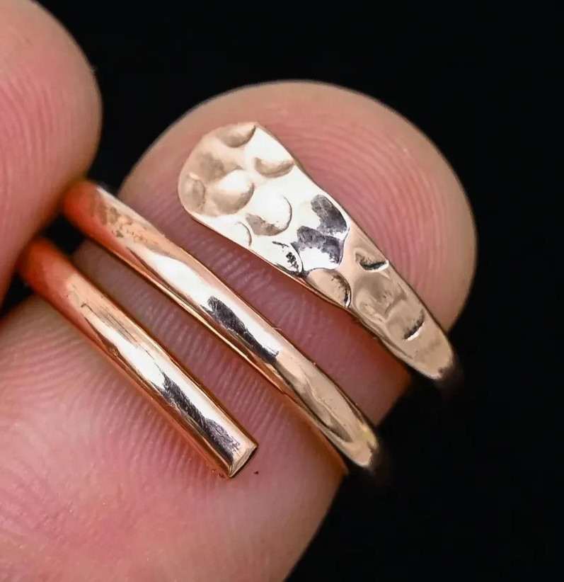Solid Copper Minimalist Healing Handmade Unisex Thumb Ring, Band Ring Adjustable