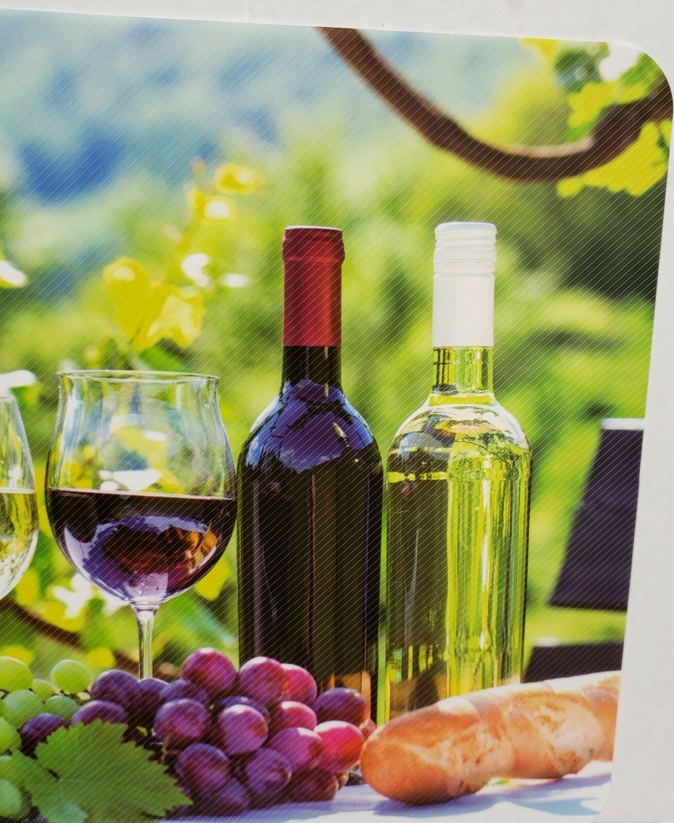 12 pc 3D Thin Plastic Set: 6 PLACEMATS & 6 COASTERS, WINE & GRAPES, Mirtex