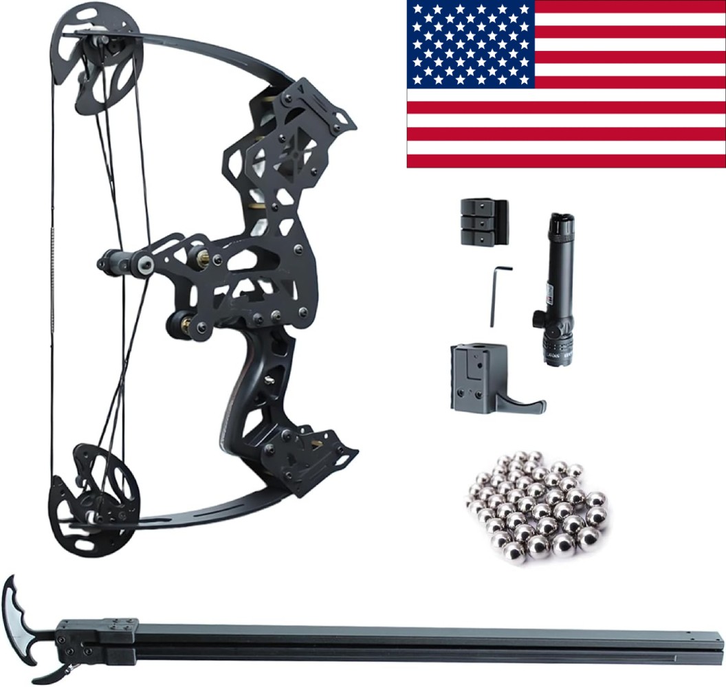 Mini Compound Bow 45lb Shoot Rapid Bow Shooter Steel Ball Launcher Hunt Archery