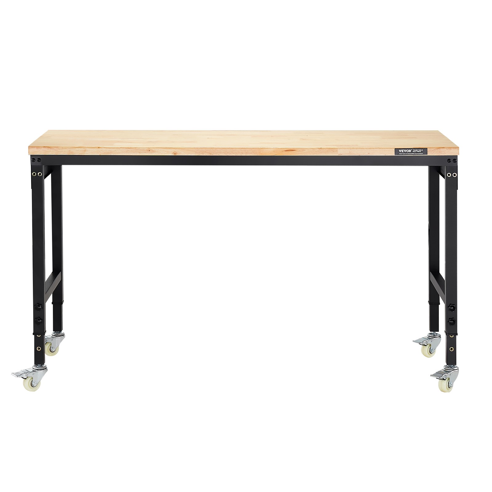 VEVOR 60"Workbench on Wheels Adjustable Height Table with Power Outlet &Pegboard