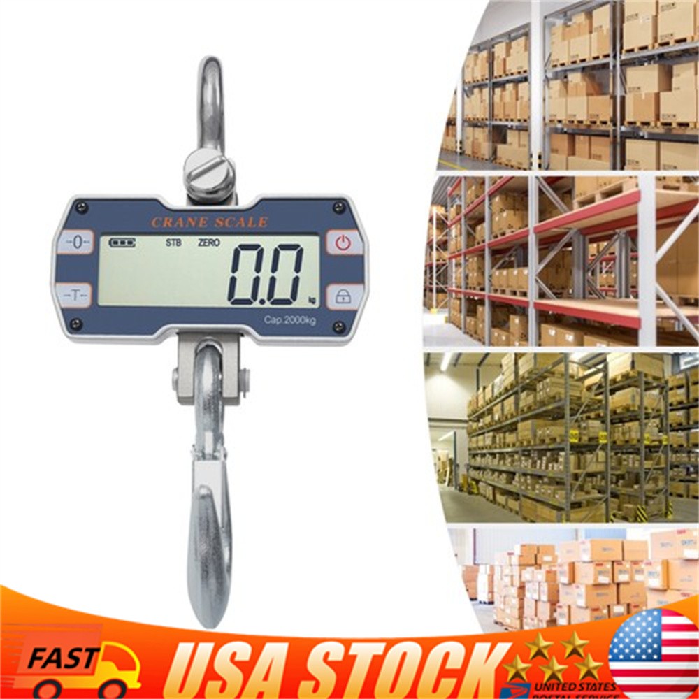 2 Ton Digital Hanging Scale w/ Remote Control Heavy Duty Industrial Crane Scale