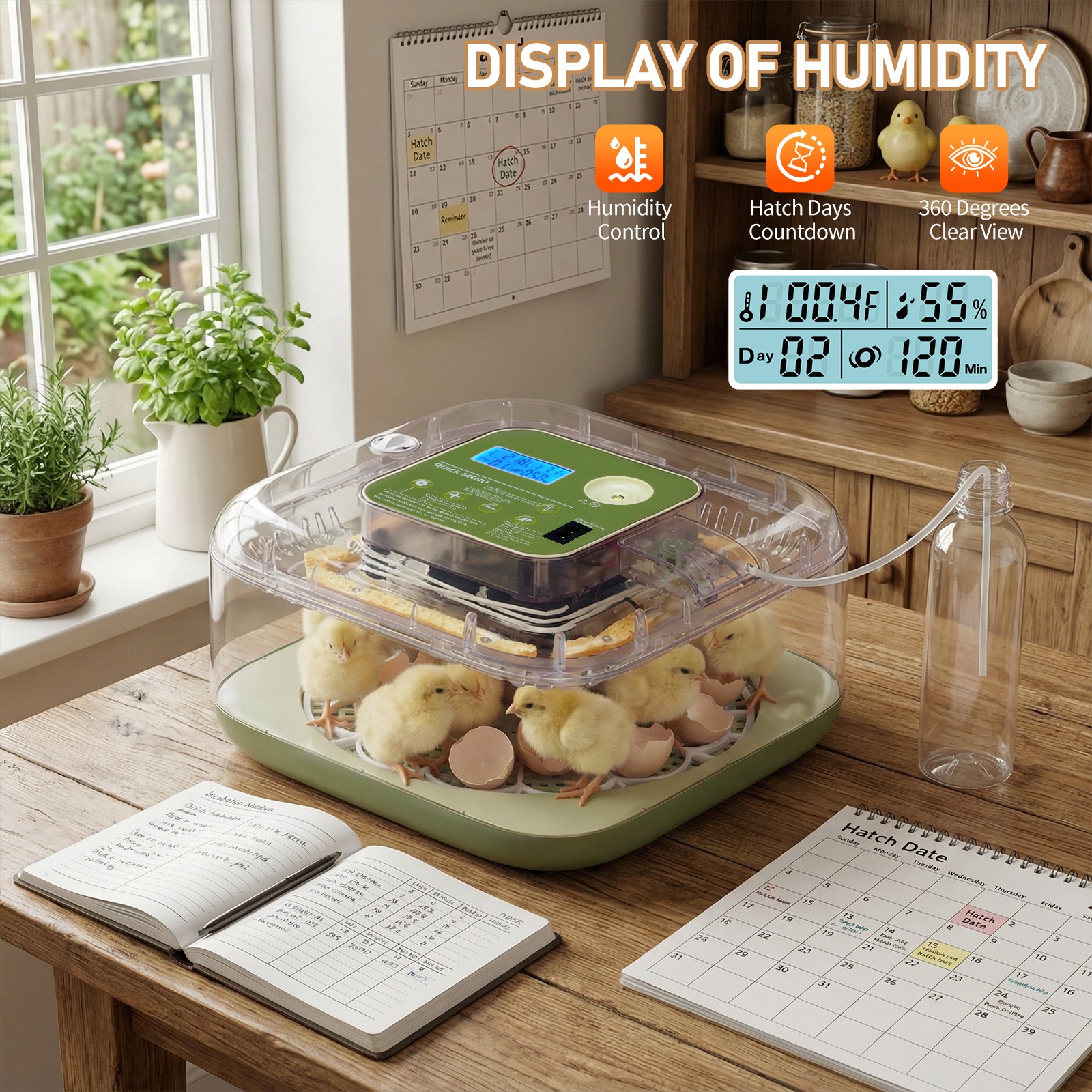 12 Egg Incubator with Automatic Egg Turning Egg Hatching Temp & Humidity Control