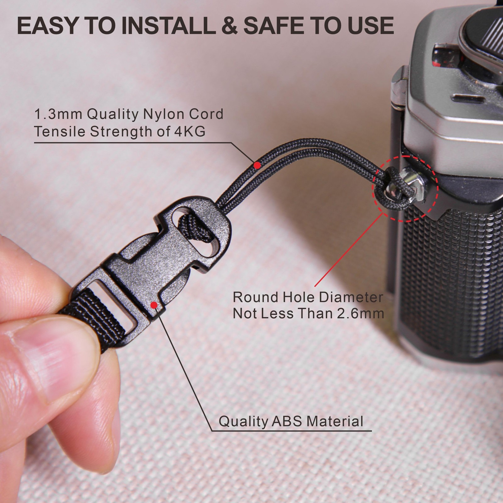 4 Pcs Black Quick Release Camera Strap Qd Loops Connector Adapter Camera Quick R