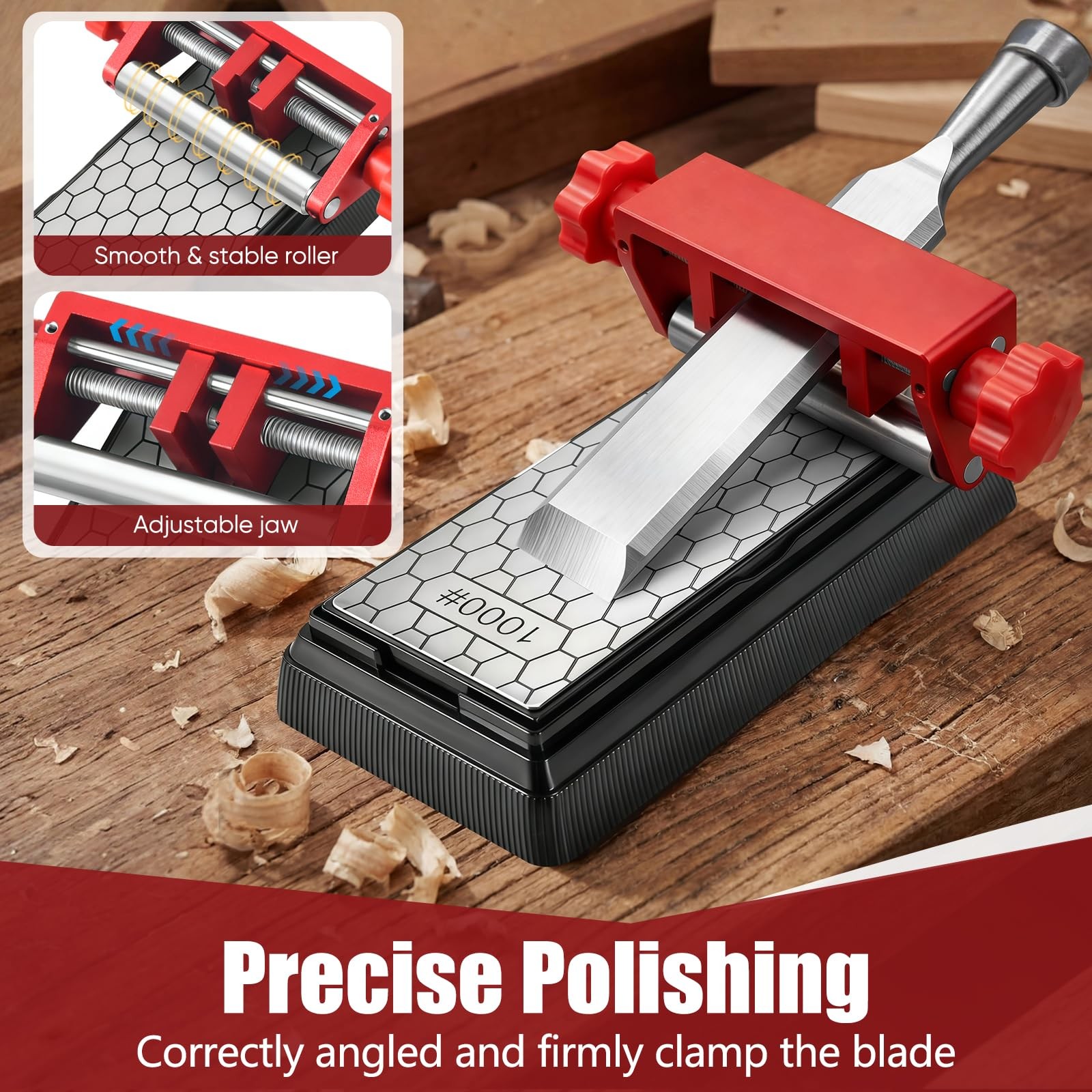 Precision Chisel Sharpening Jig & Guide Angle Gauge Kit W/ Diamond Stone Jzmds
