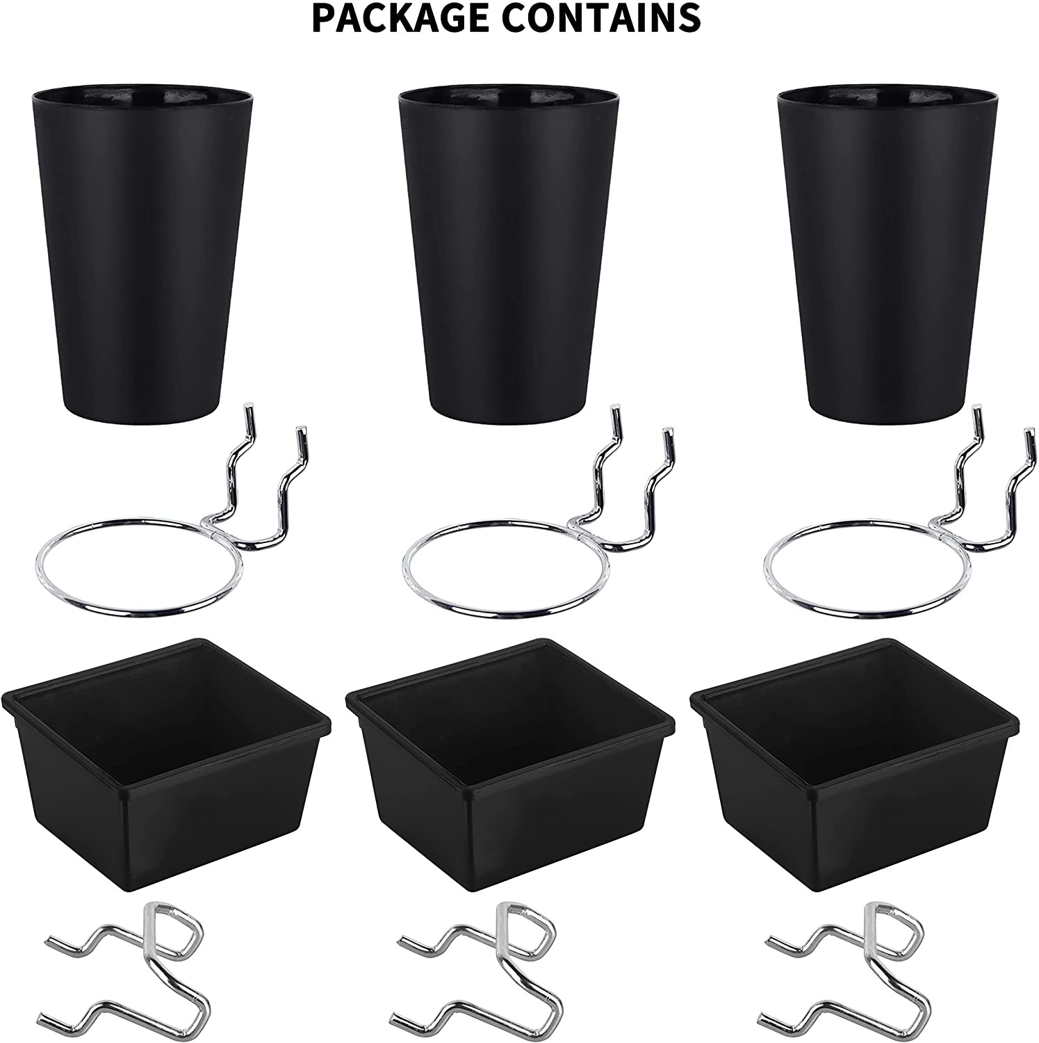 6 Sets Pegboard Bins Pegboard Cups with Hooks, Pegboard Hooks Assortment, Hooks