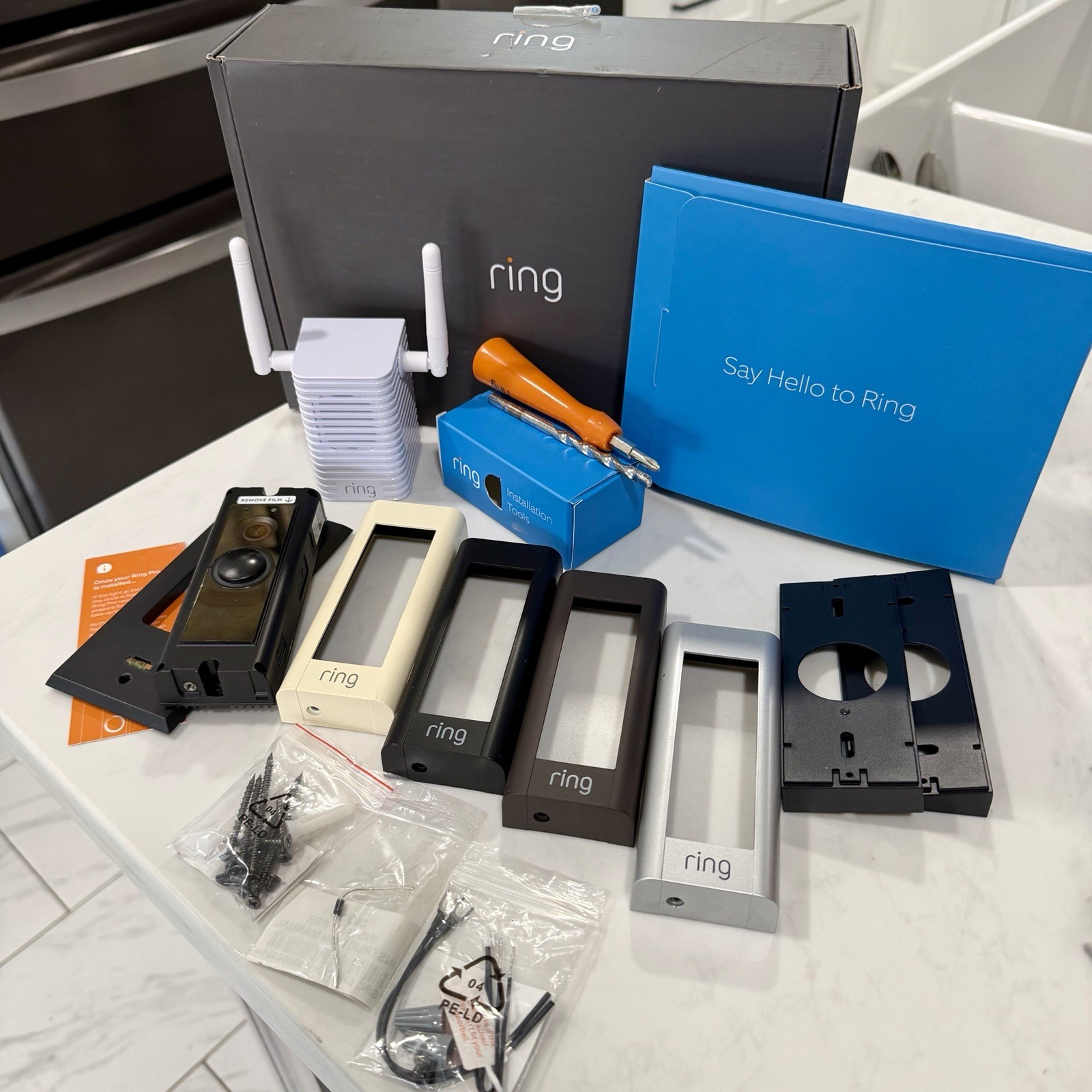 Ring Video Doorbell Pro 1080p HD Wi-Fi Chime Pro Bundle Hardwired-DOORBELL