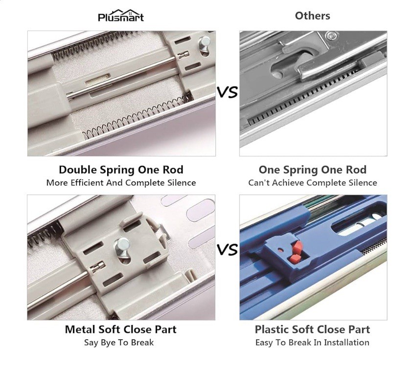 2 PAIR-PLUSMART 12” SOFT CLOSE DRAWER SLIDE, FULL EXTENSION, BALL BEARING