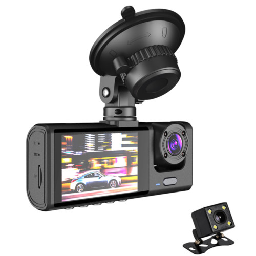 170° Car DVR Video Recorder Dash Cam Loop Recording 3 Lens Front And Rear Camera