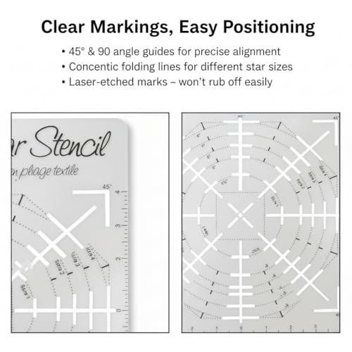 Folded Star Guide Stencil, Premium Quilting Template for DIY Fabric Projects,
