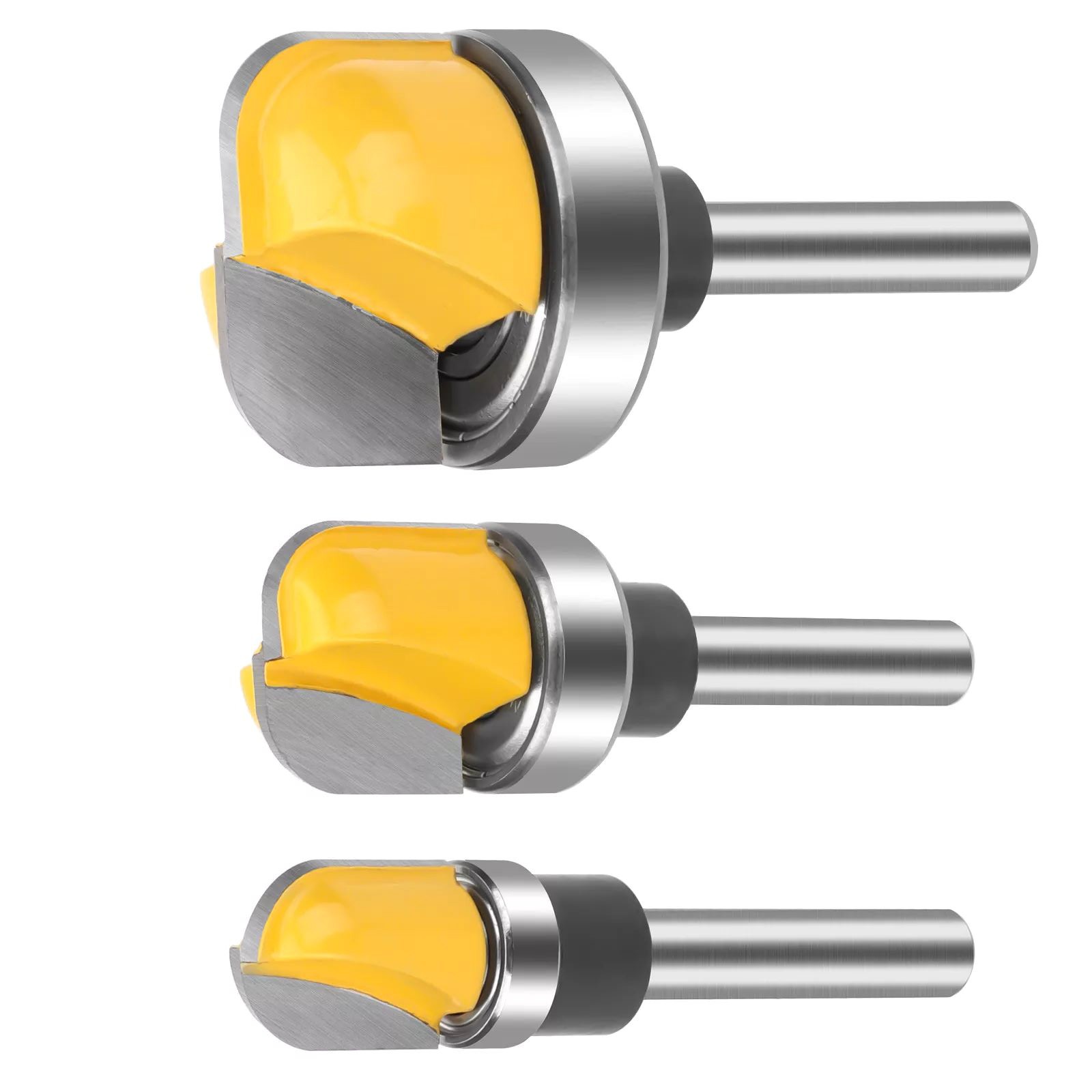 1/2 3/4  Tray Template Router Bit Tool Set Diameter 3pcs 1/4 Shank Bowl Yellow