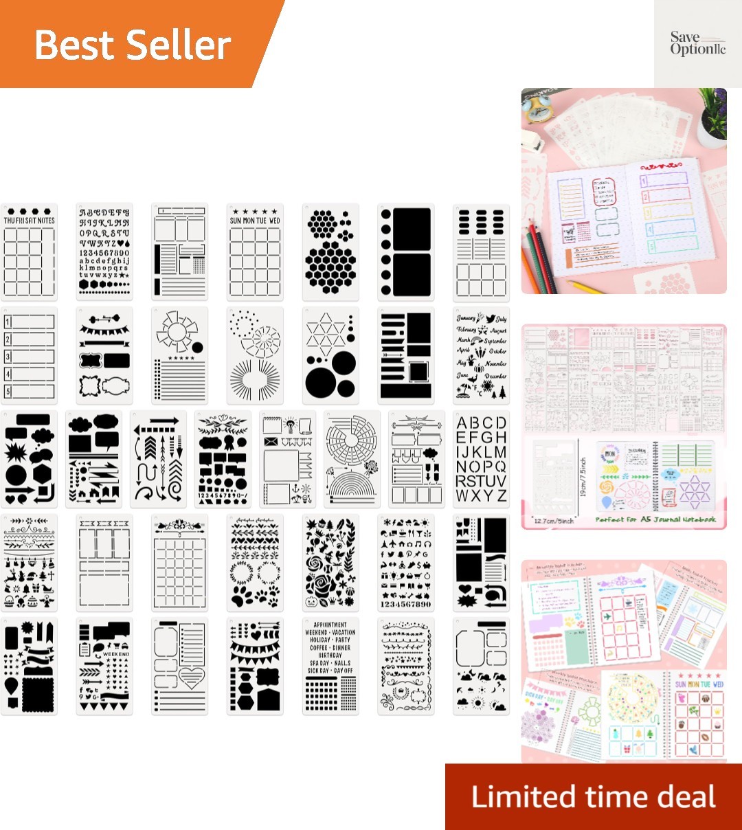 36 PCS Journal Stencils, Planner Template 7.5x5 Inches DIY Notebook Scrapbook...
