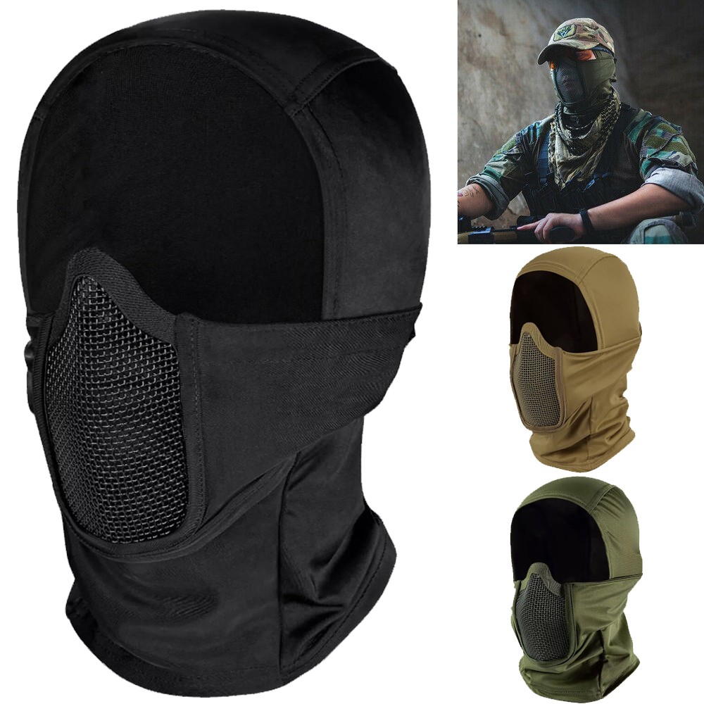 Tactical Airsoft Balaclava Mesh Mouth Guard Mask with Full Face Protection Mask