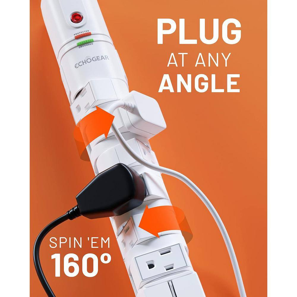 Surge Protector Power Strip with 6-Rotating Outlets and 2-Fixed Outlets and Buil