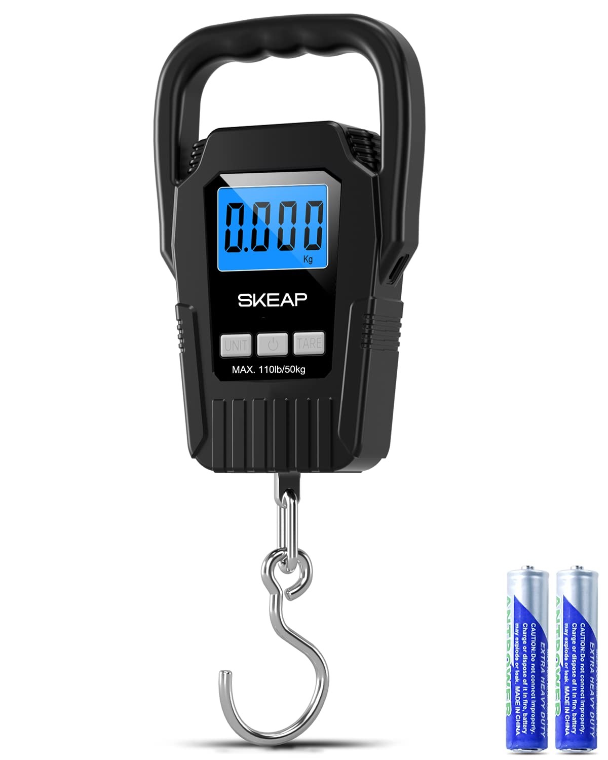 Digital Fish Scale Hanging Fishing Scale, SKEAP 110lb/50kg Black