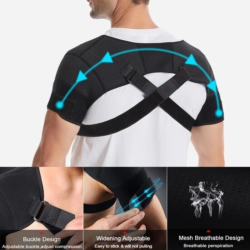 Double Shoulder Brace Torn Rotator Cuff Pain Relief Support Compression Sleeve