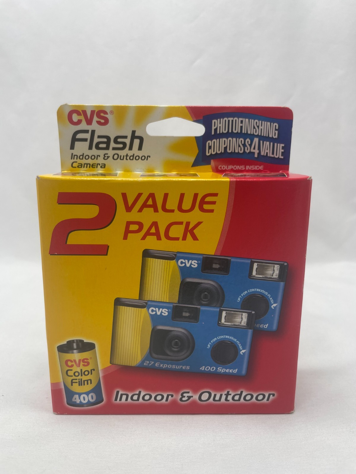 CVS Flash Indoor & Outdoor Camera 2-Pack 54 Exposures NEW
