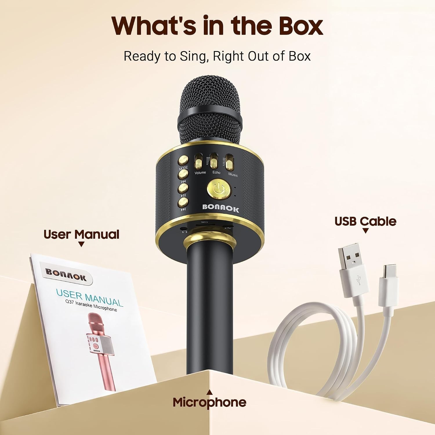 Compact Bluetooth Karaoke Microphone with USB & SD Support - Perfect for Parties