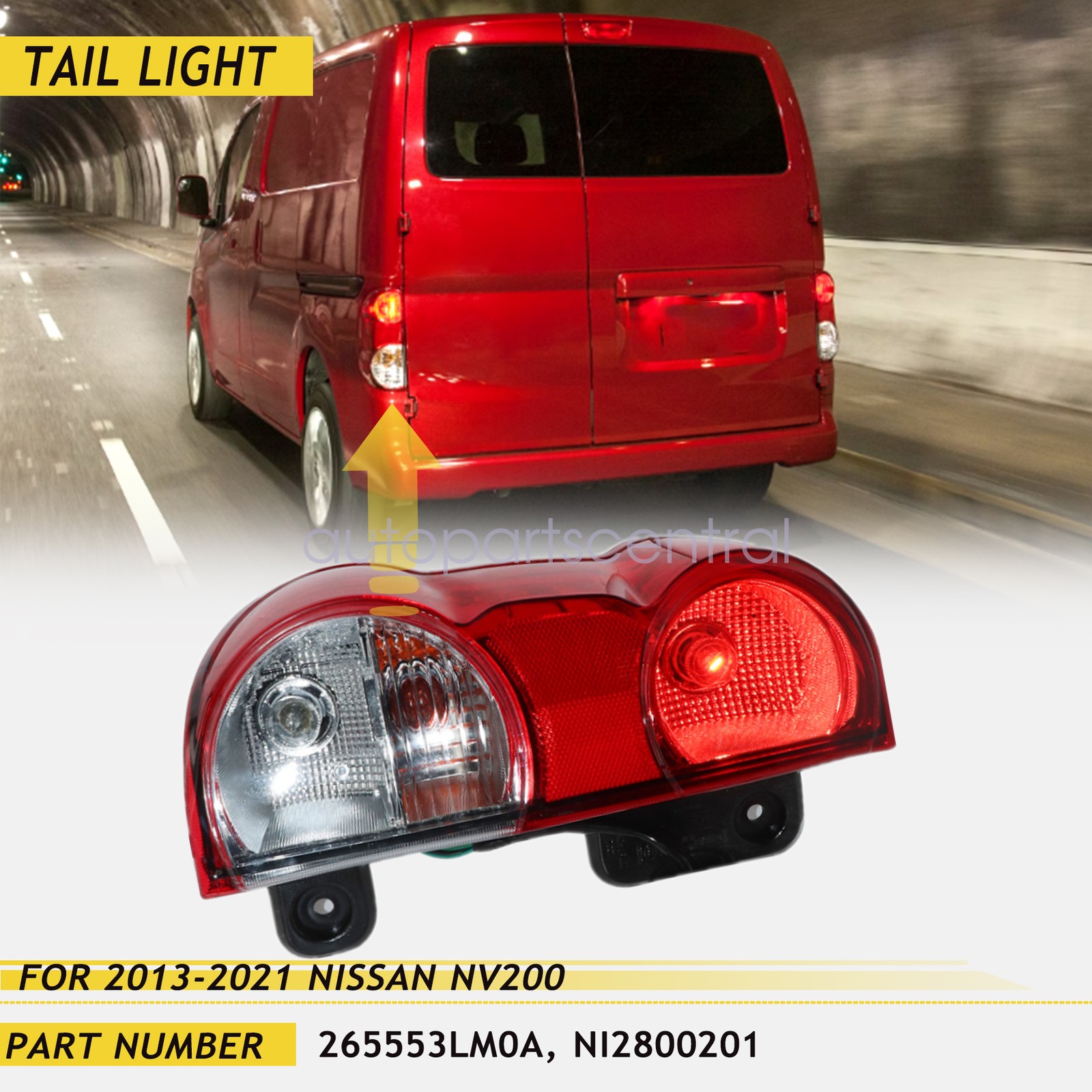 Halogen Tail Light fit 2013-2021 Nissan NV200 Left Clear & Red Lens w/ Bulb(s)