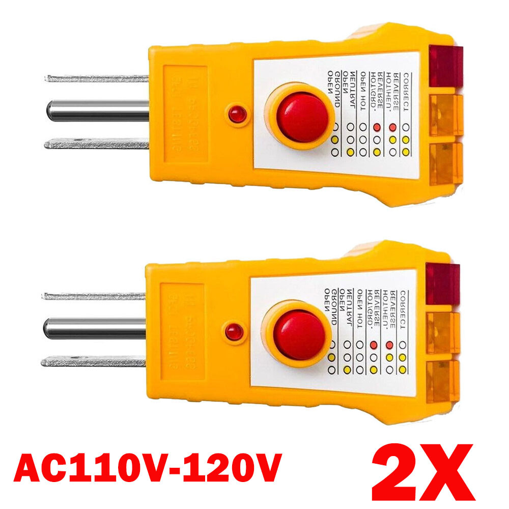 2x 3pin Outlet Tester For Grounding Products For GFCI Electrical AC110V-120V NEW