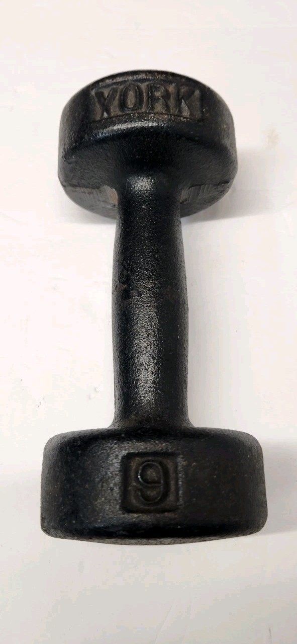 Vintage York 9 LB Roundhead Dumbbell
