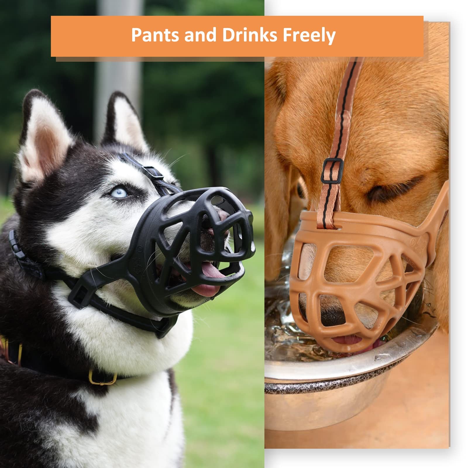 Dog Muzzle, Basket Muzzle for Biting, Chewing and Scavenging, Humane Cage Mou...