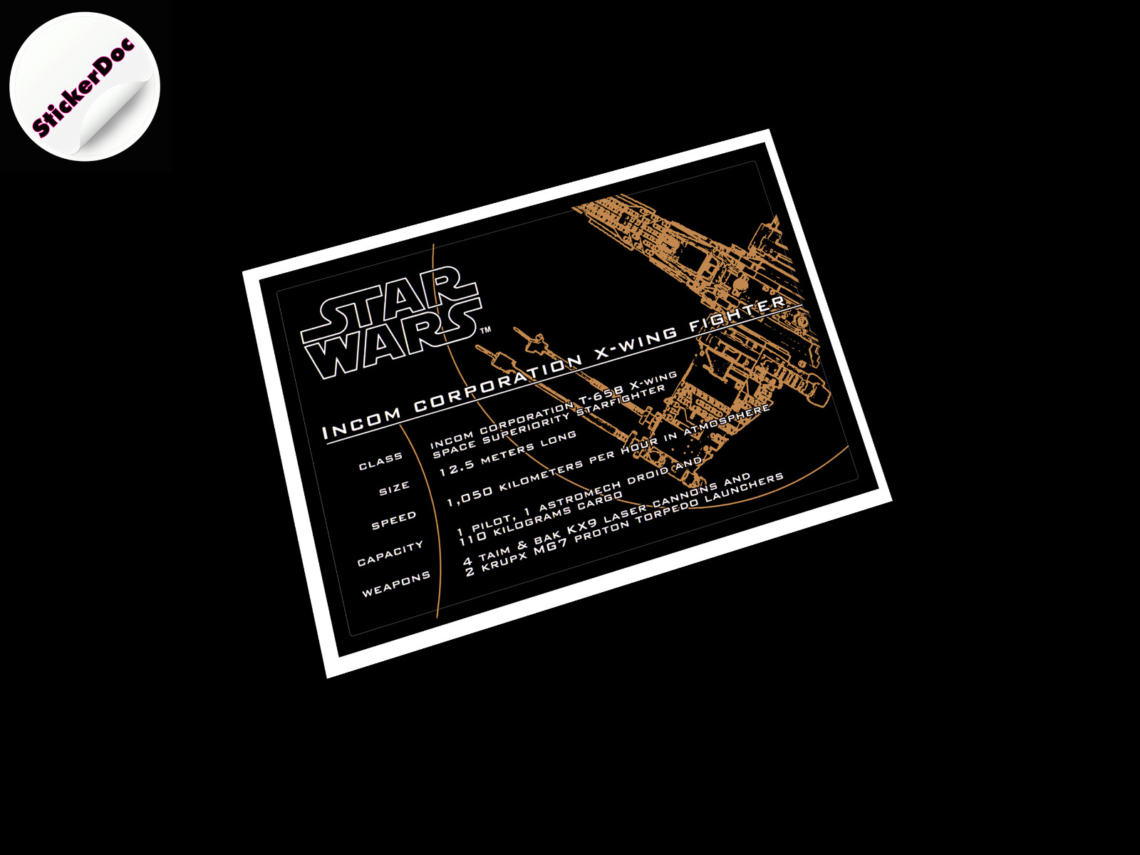 CUSTOM PLAQUE STICKER for X-Wing Xwing 7191 TOYS , MODEL Displays , etc